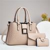 Three-piece Rhombus Embossed Multi-purpose Texture Large Capacity Single Shoulder Oblique Span Solid Color Women's Bag