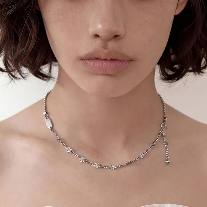 Surgical Steel Floral Object Ball Chain Necklace