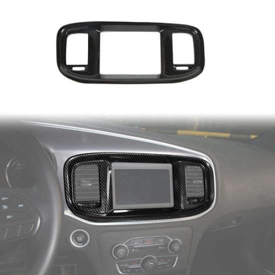 Dashboard GPS Navigation Panel Cover Trim For Dodge Charger 2015-23 Carbon Fiber