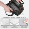 Florals Birds Black Insulated Lunch Bag Reusable Thermal Cooler Bento Tote with Detachable Shoulder Strap for Work Picnic Travel
