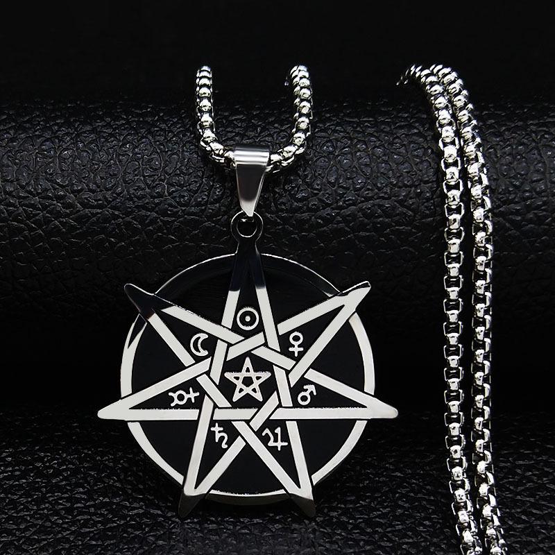 Wind Cut Seven Point Star Pendant Titanium Steel Necklace Unisex Fashion Jewelry Gift for Men Women