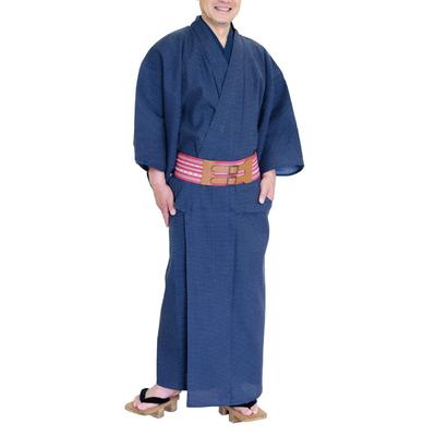 Jednoduché sašiko [SWINGPLUS] Kimono, Oblečení, Yukata, Vzor, Tkanina, 100% bavlna, Pánské (2L, námořnická modrá)