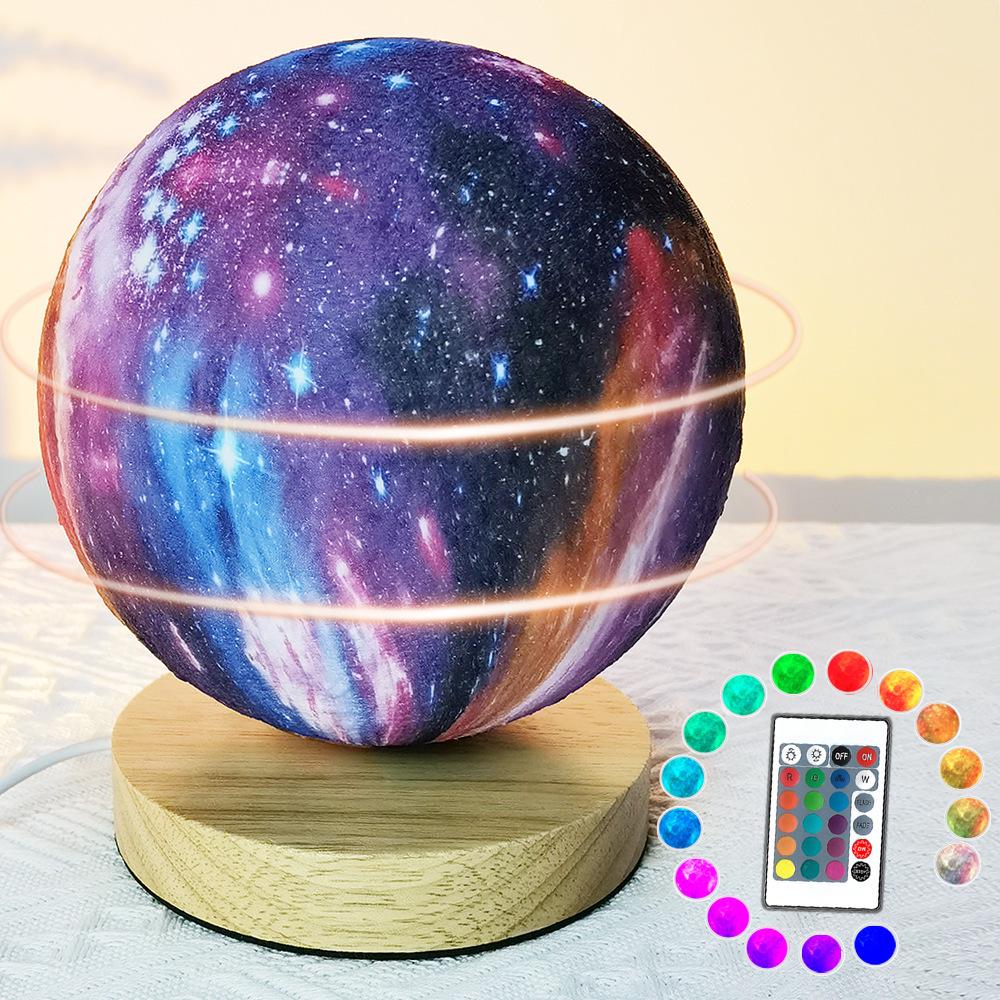 2025 Intelligent Voice Rotating Moon and Planet Bedside Lamp