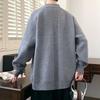 Korean Style Stand Collar Zipper Sweater Men's Lazy Style Knitted Cardigan Jacket Fashionable Top