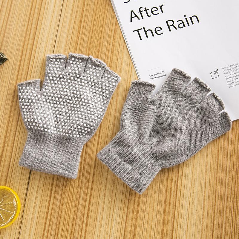 1Pair Women Men Yoga Gloves  Pilates Indoor Dance Fitness Training Half-Finger Gloves Anti-Slip Warm Open-Fingered Gloves
