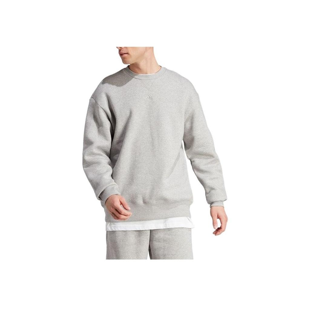 adidas Solid Color Crew Neck Pullover Long Sleeve Sweatshirt Men Sweatshirt Gray IJ6902
