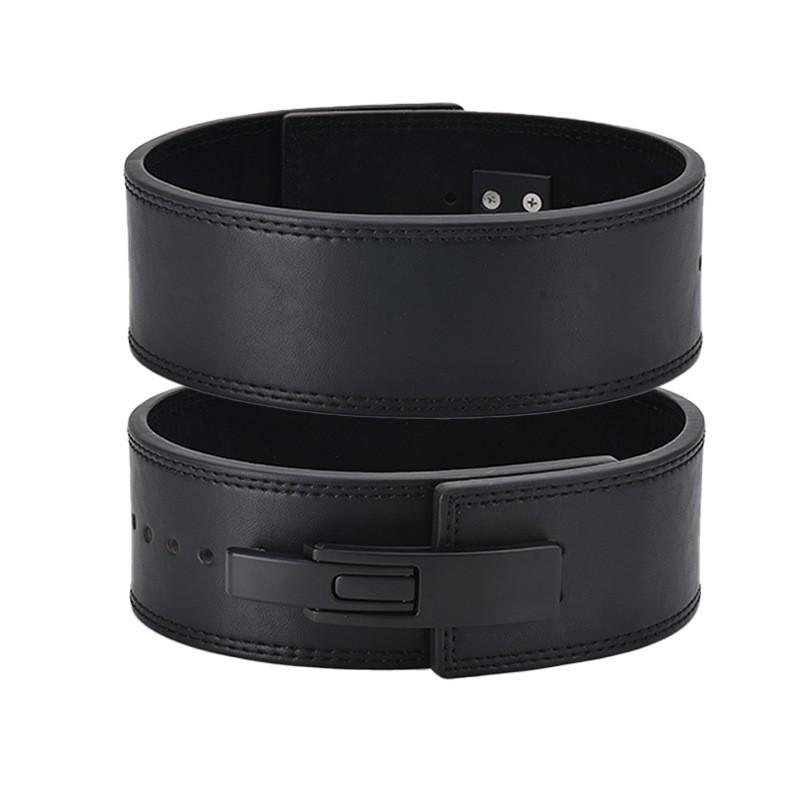 

Fitness Belt Leather Men s Women s Strength Lifting Buttons Weightlifting Power Waist Protection Sports Protective Gear all black
