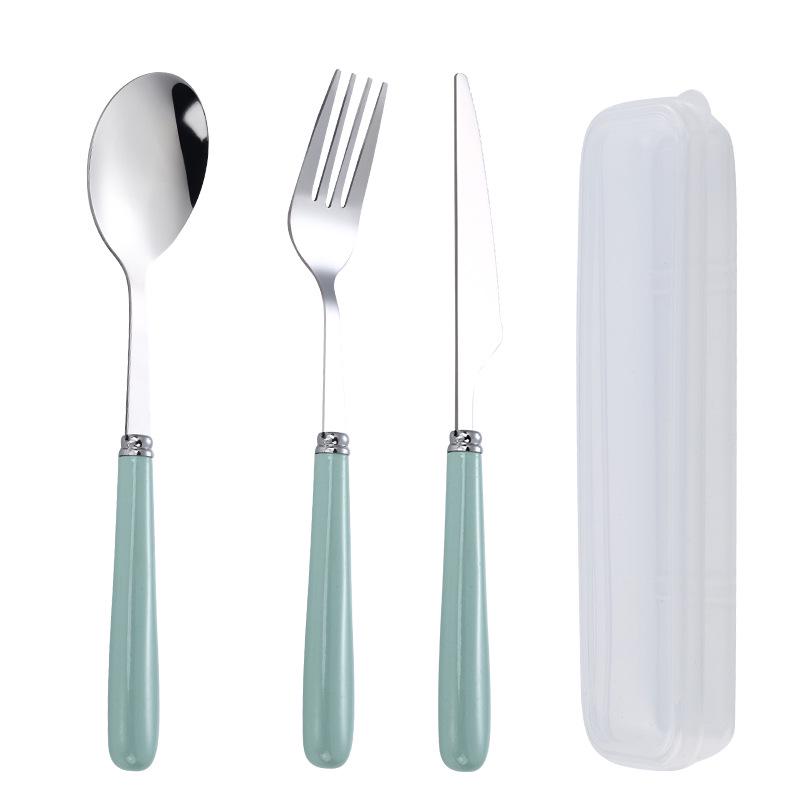 Portable Candy Color Stainless Steel Cutlery Set: Fork, Chopsticks, Spoon, Knife - Student/Outdoor Use.