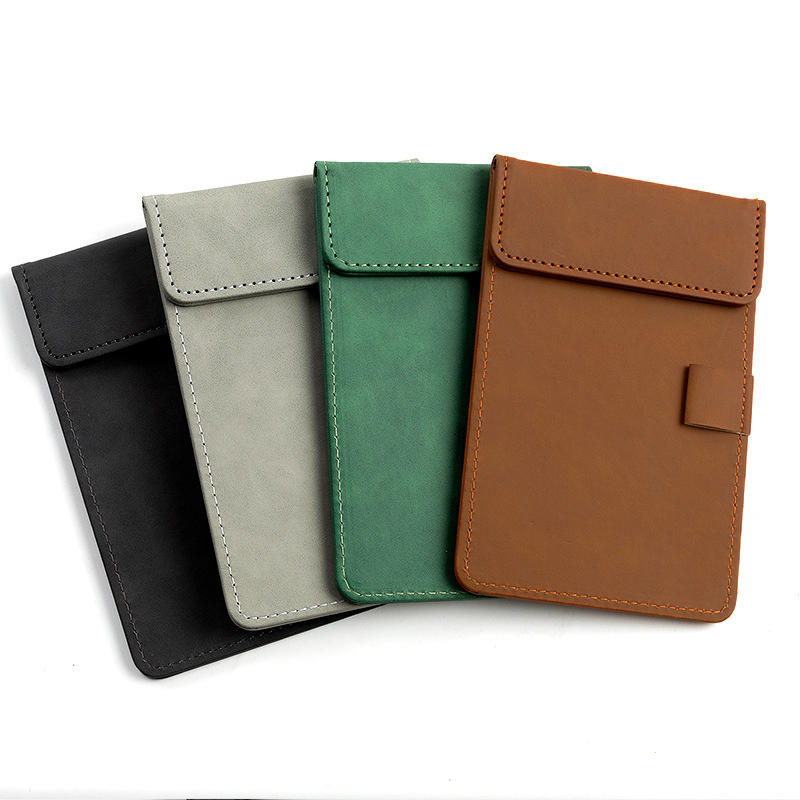 Restaurant Menu Clipboard A6 Writing Pad PU Leather Clipboard Mini Paper Tablet Conference Folder Colorful A6 Bill Clip