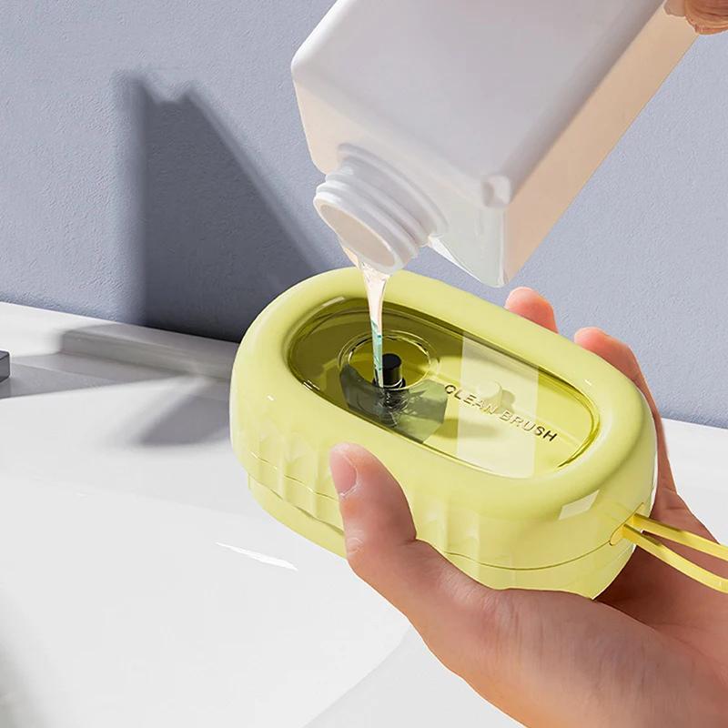 Soft Rubber Foaming Roller Laundry Brush Laundry Detergent Underwear Cleaning Brush Press and Add Liquid Brush