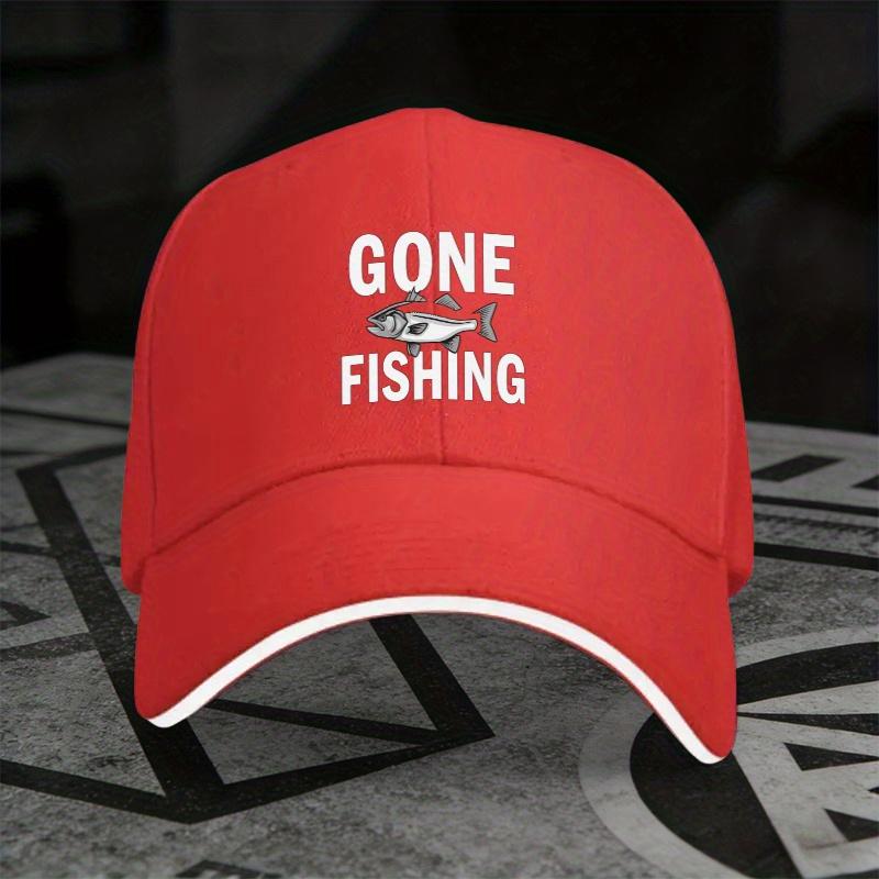 Gone Fishing Graphic Baseball Cap Polyester Adjustable Outdoor Casual Unisex Adult Hat