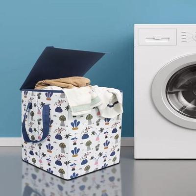 Folding Laundry Basket, Large Laundry Basket with Lid Handles, Foldable Freestanding Laundry Basket