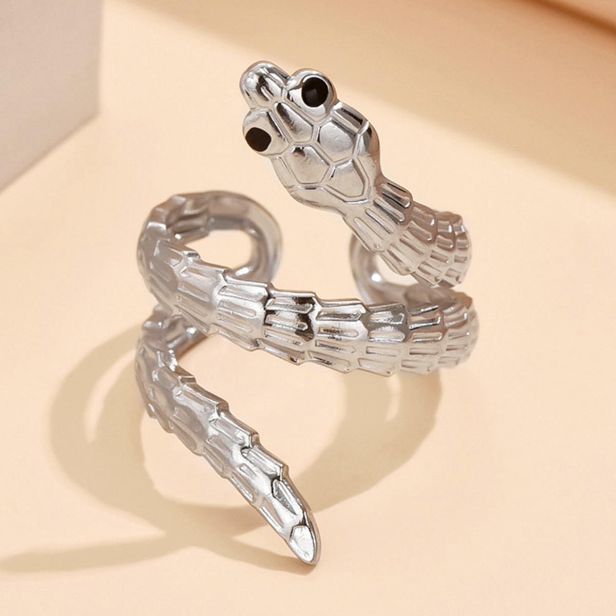 European Dark Punk Snake-Shaped Stainless Steel Adjustable Zodiac Ring