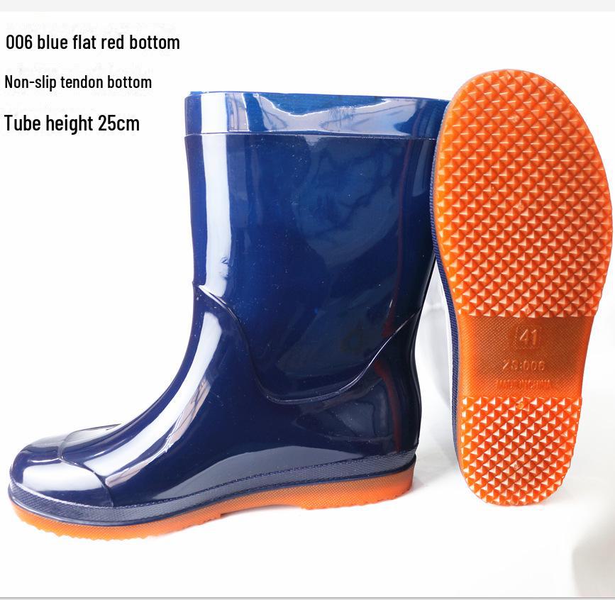 Men's PVC Waders with Non-Slip Rubber Boots and Cowhide Bottom Waterproof Rain Shoes