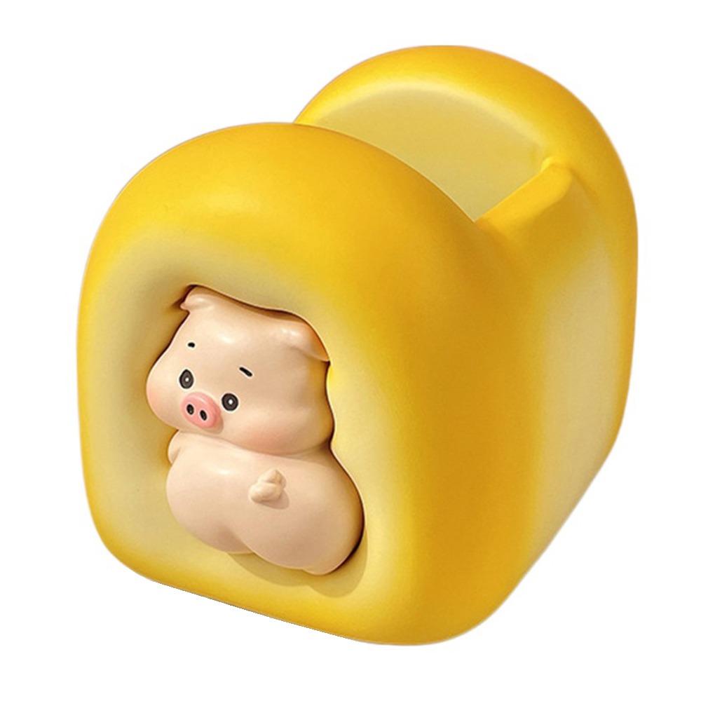 

Lovely Cartoon Pen Container Creative Pen Storage Bucket Durable Pen Holder Kitchen Organizing Box Pig-Yellow