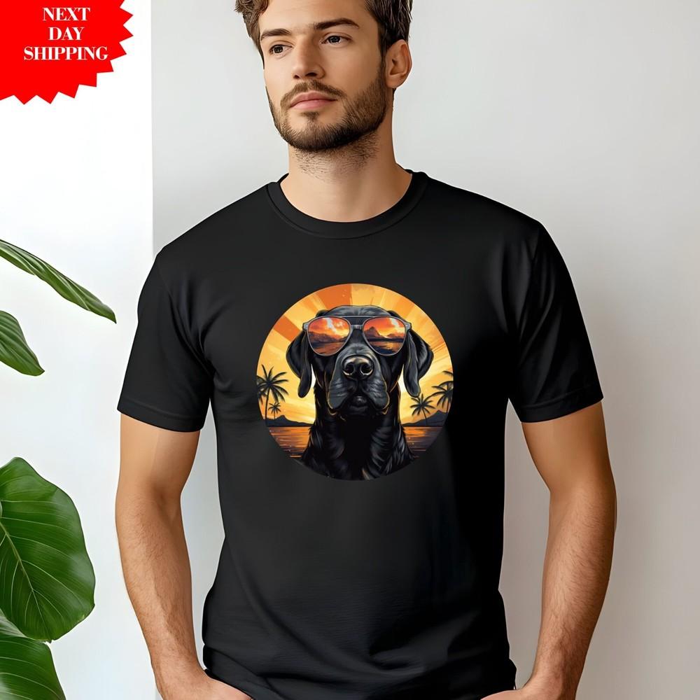 

Labrador Sunset Dog Men s T Shirt Printed Dog Lovers Gift 100% Cotton Summer Top 3XL
