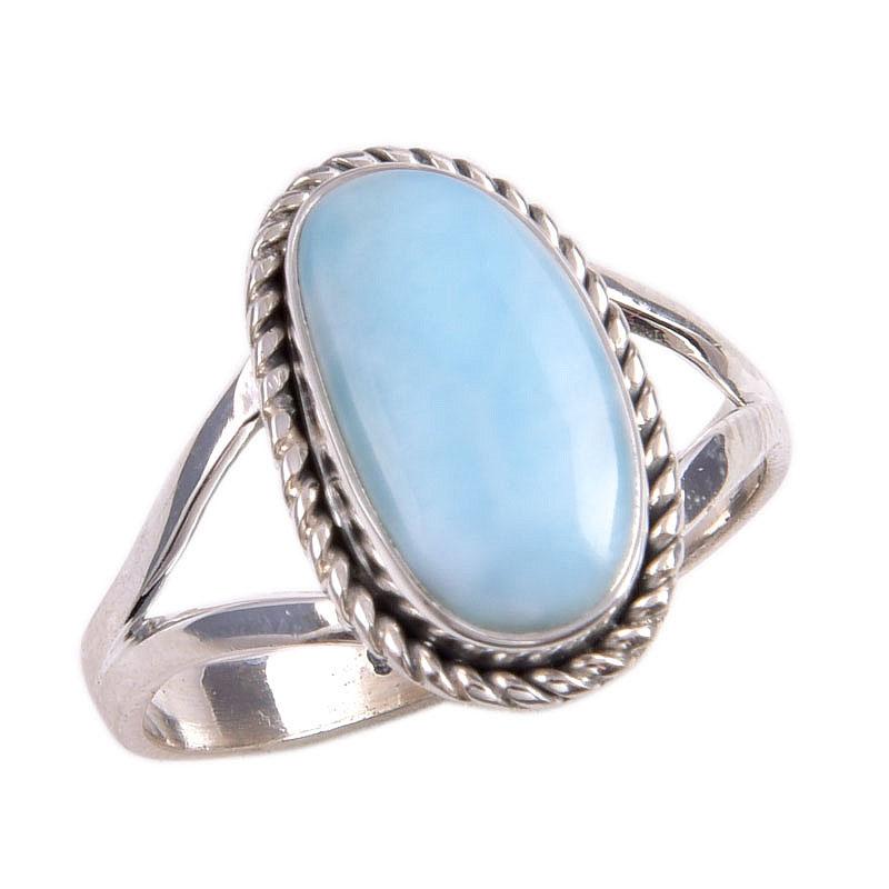 Natural Republic Larimar Gemstone 925 Solid Sterling Silver Gift Ring S.9 S3O79