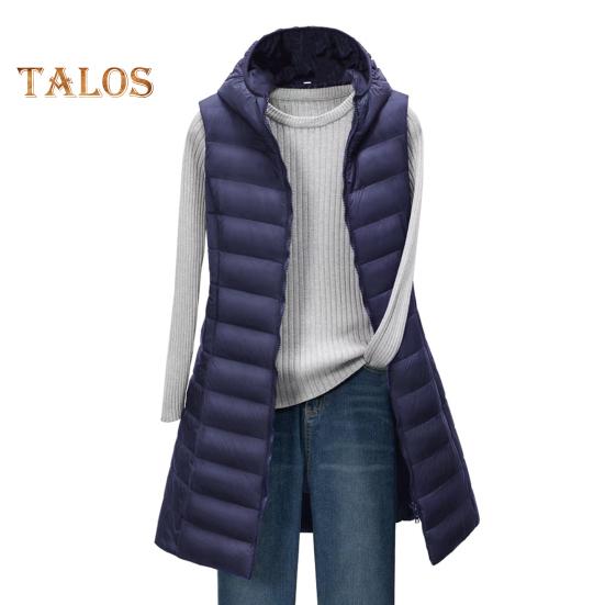 

Женское зимнее хлопковое пальто с капюшоном, тонкое, утепленное, ветрозащитное, без рукавов, однотонный жилет средней длины, застежка-молния, кардиган, верхняя одежда M синий