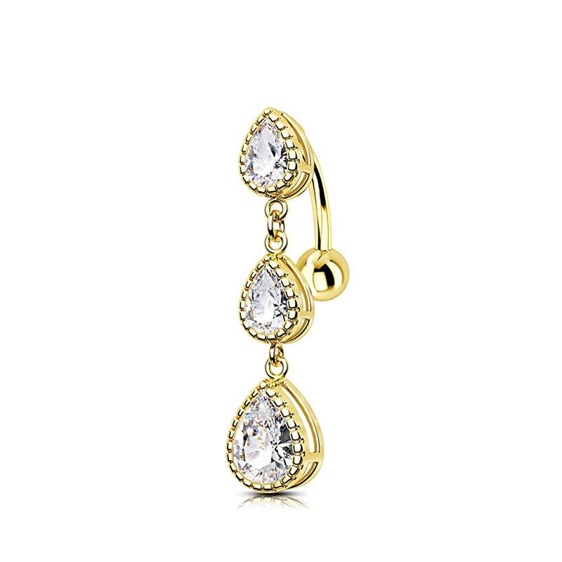 Human Puncture Jewelry Stainless Steel Pour Water Droplet -Shaped Navel Loop European And American Selling Navel Nails