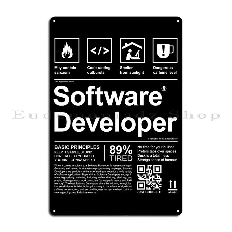 Software Developer Poster Metal Plaque Pub Club Bar Personalized Garage Decoration Software Developer Tin Sign Poster 20x30cm