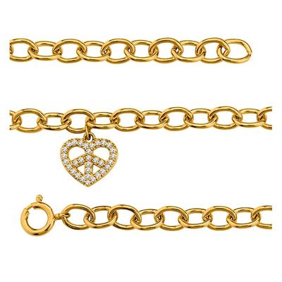 [R5707] - Vergoldetes Armband 'Love' weiß-golden - 20 cm - 13x12 mm