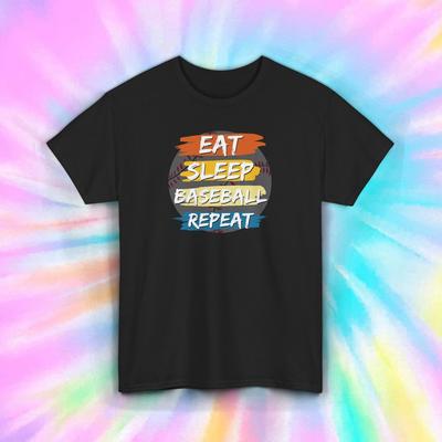 Eat Sleep Baseball Repeat T-Shirt Giocatore Sportivo Regalo per Fan Maglietta S-5XL