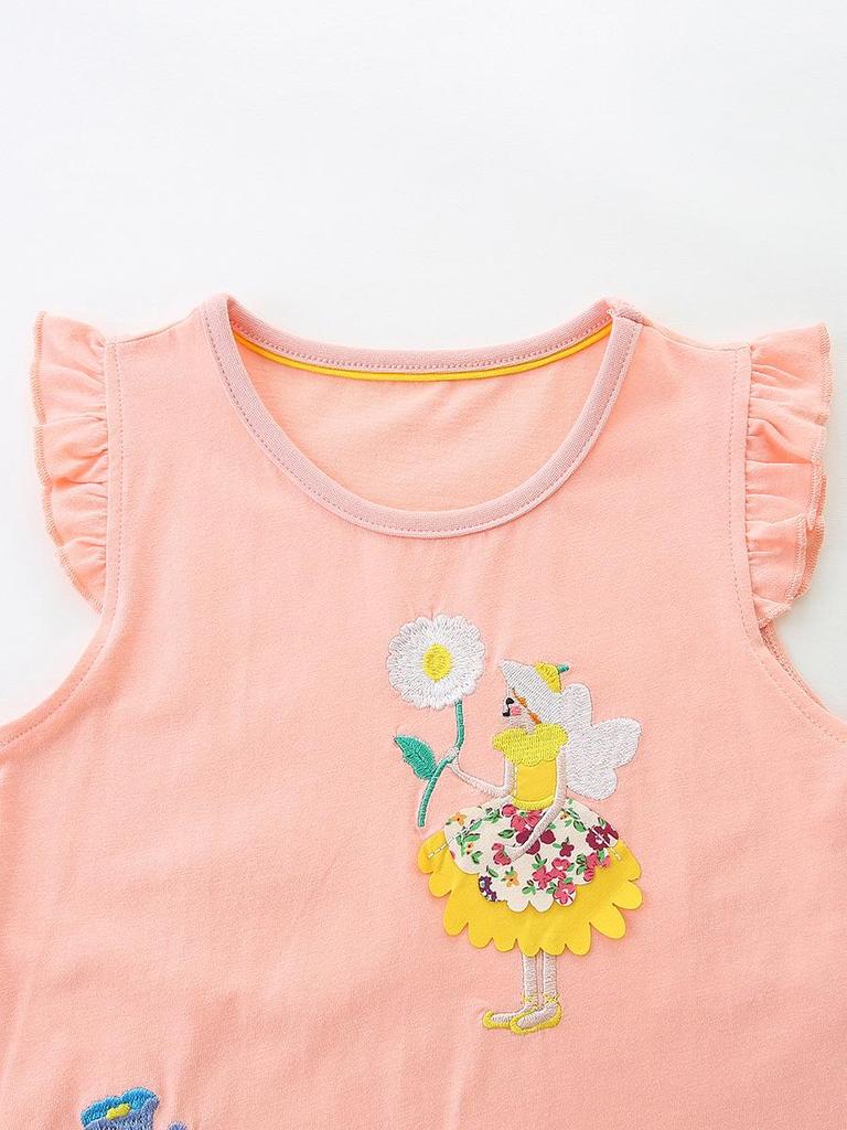 European Style Floral Embroidery Summer Dresses for Girls - Knitted Cotton Princess Clothing