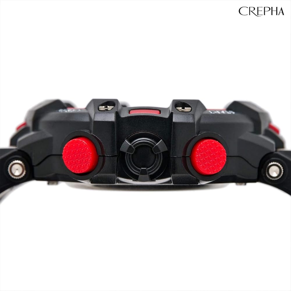 Crepha TELVA Digital Multifunction Sports Watch 5 ATM Water Resistant Large Screen Red Men's Rubber Strap