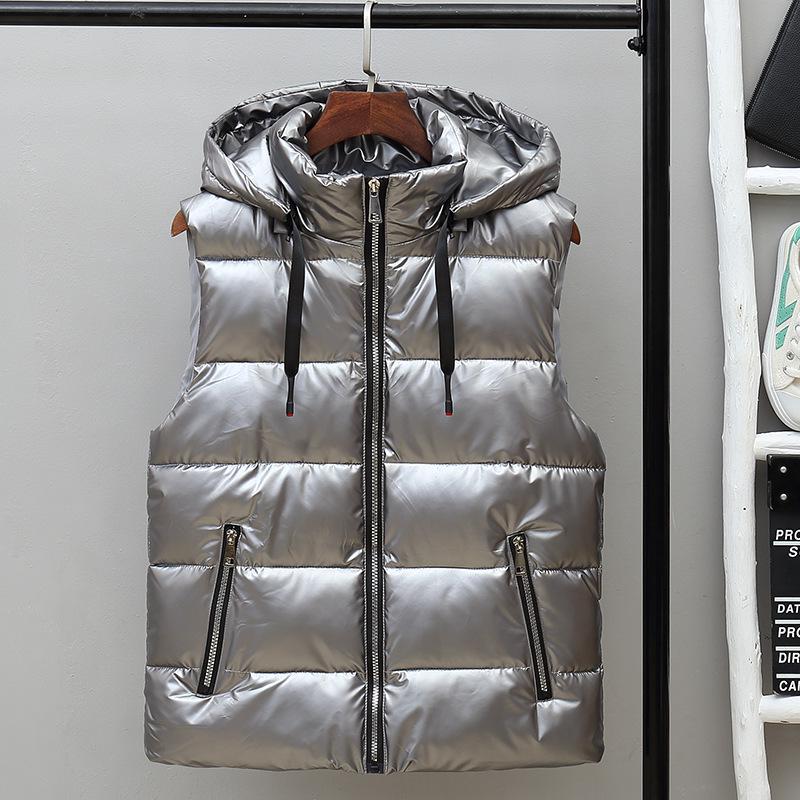 Men's Shiny Autumn/Winter Thickened Sleeveless Vest - Warm Korean Trend Outerwear for Couples