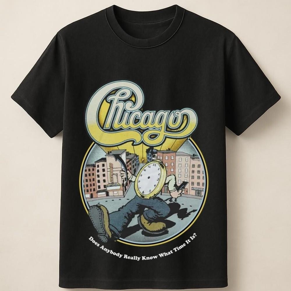 Чикагская группа Знает ли кто-нибудь время Ретро Комикс Арт Футболка Унисекс Футболка M