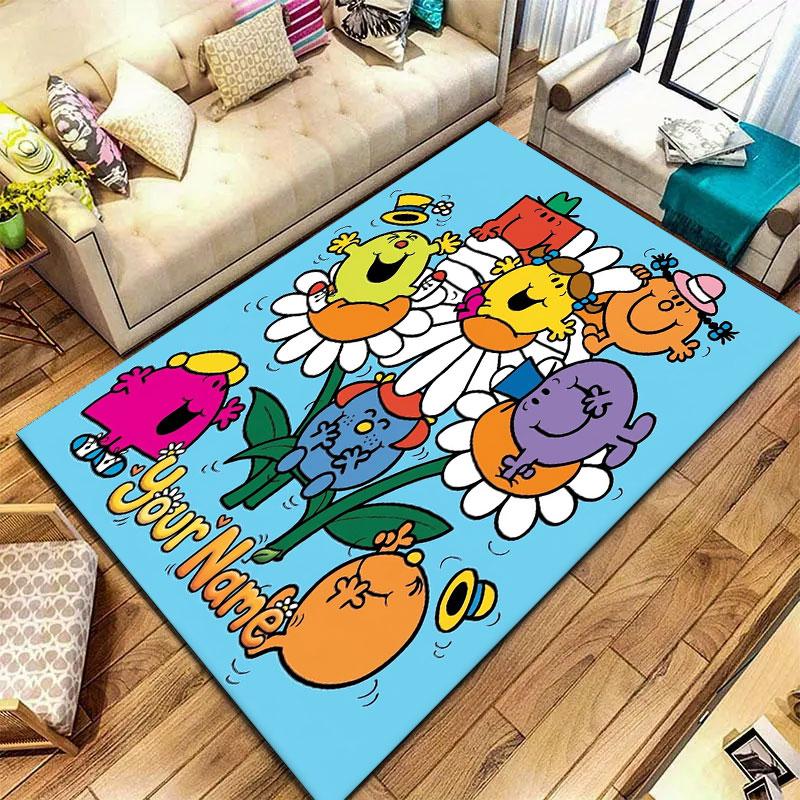 Mr. Men Little Miss Custom Name Carpet Rug for Living Room Bedroom Home Sofa Decoration,Kids play Non-slip Floor Mat