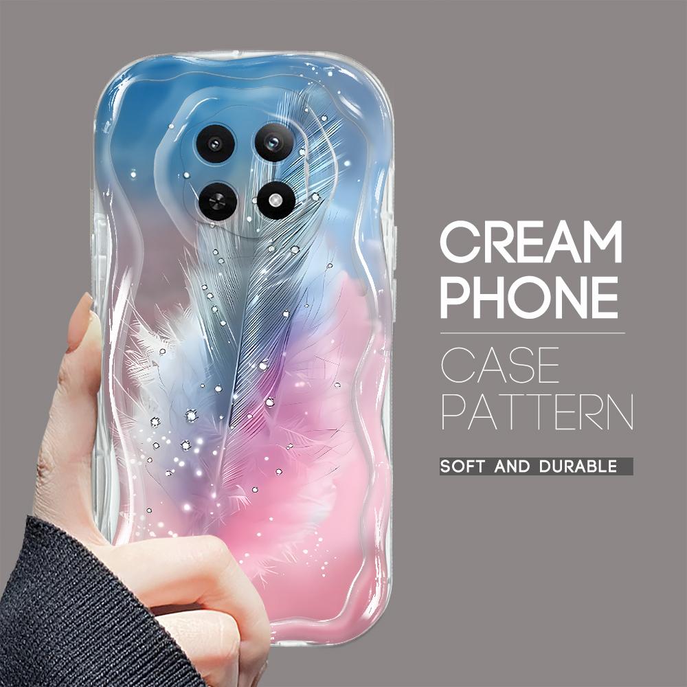 Kreslený vzor krémová textura pouzdro vlnitý okraj měkký silikonový kryt pouzdro na telefon pro OPPO Reno Realme OnePlus Vivo