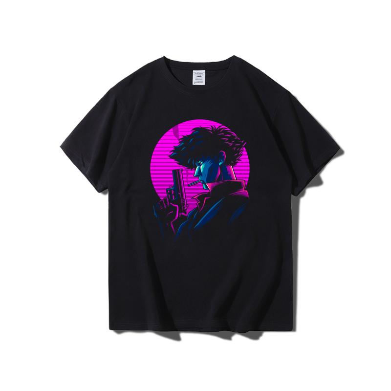 

Men Premium Cotton Retro Cowboy Print Tees Funny Harajuku Style Combed Cotton Tshirt