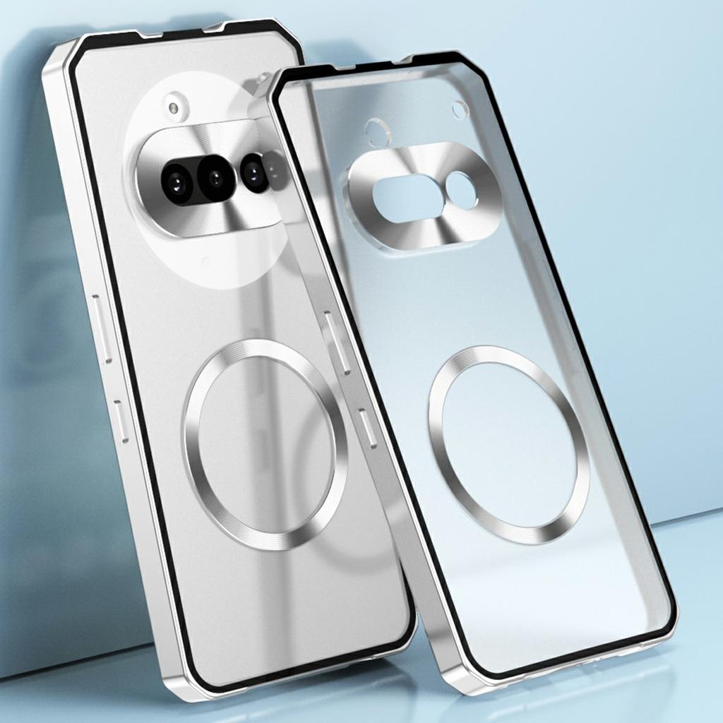 For Nothing Phone (3a) Case Compatible with MagSafe Hard PC Metal Frame Frosted Phone Back Cover