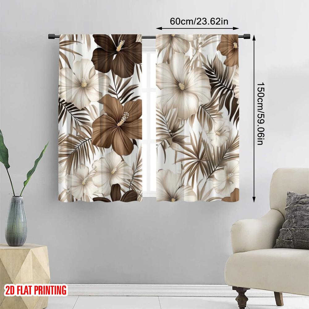 2pcs,2D Plane Printing Contemporary Curtains Tropical Blossom Versatile Fabric (without Rod) Art Deco Festive Perfect for
