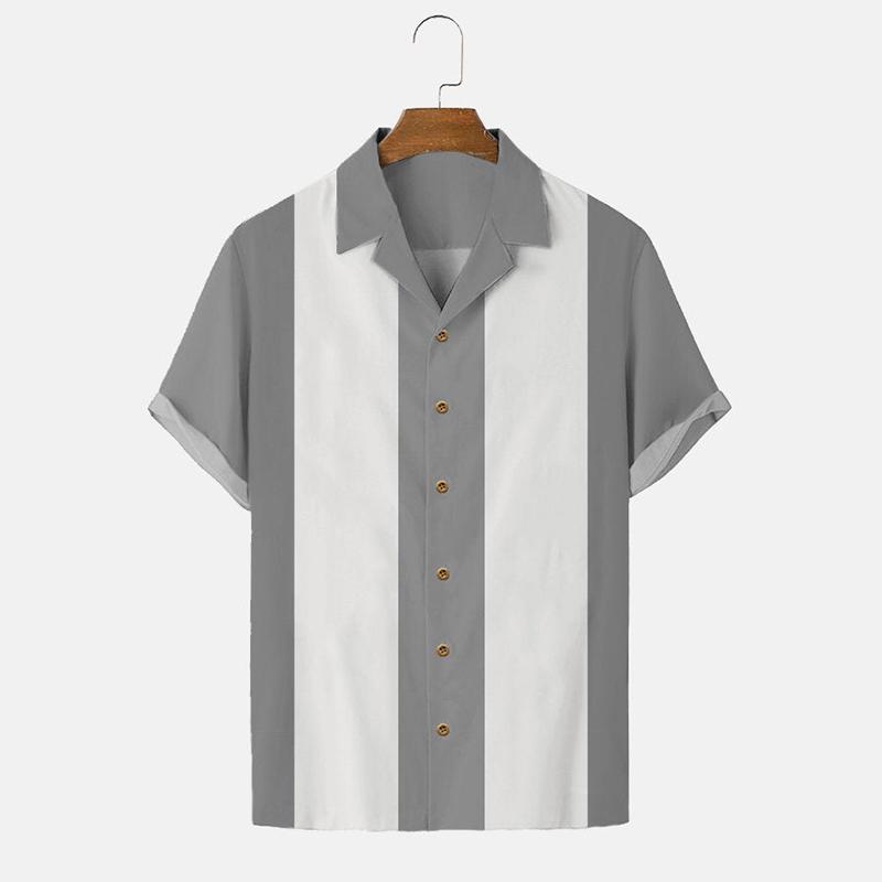 Men's Summer Hawaiian Shirt 3D Stripe Printed Short Sleeved Shirt Holiday Short Sleeved Beach Top T-shirt Men's Large Shirts