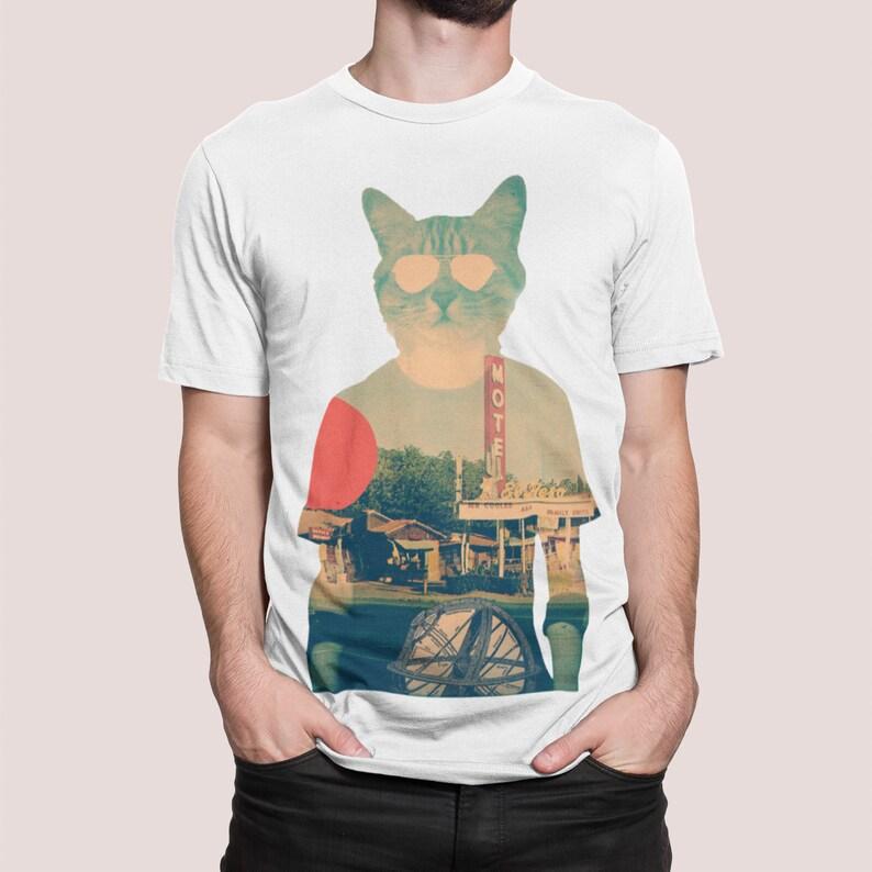 Cat Graphic Casual TShirt Mens and Womens Luxury Brand Top S