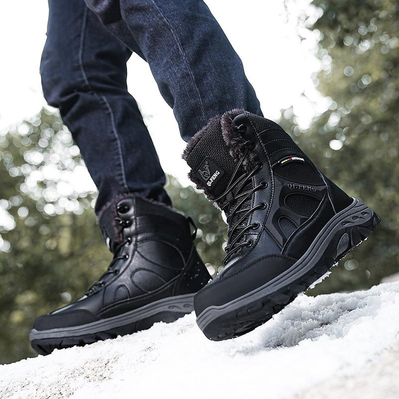 Winter Outdoor Non-slip Wear-resistant Velvet Hiking Shoes Thickened Warm Snow Boots Northeast Large Cotton Shoes