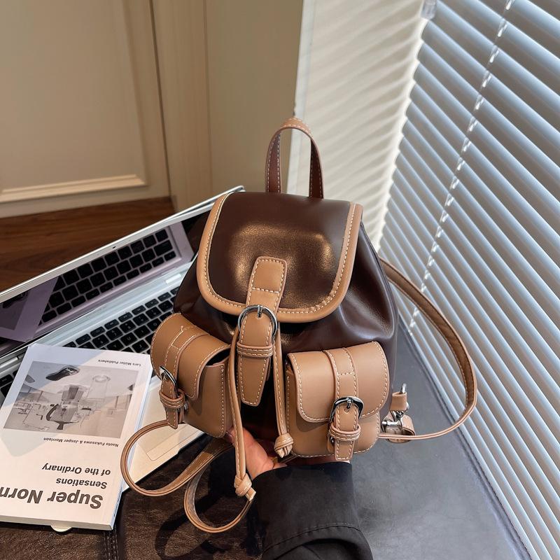 Bucket Backpack Female Leisure Student Class Mini Bag Street Trend Lightweight Travel Small Backpack