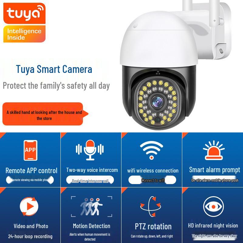 

3MP Tuya Outdoor Wireless HD Night Vision Camera with Optional POE Power and PTZ Function 3MP-EU Plug