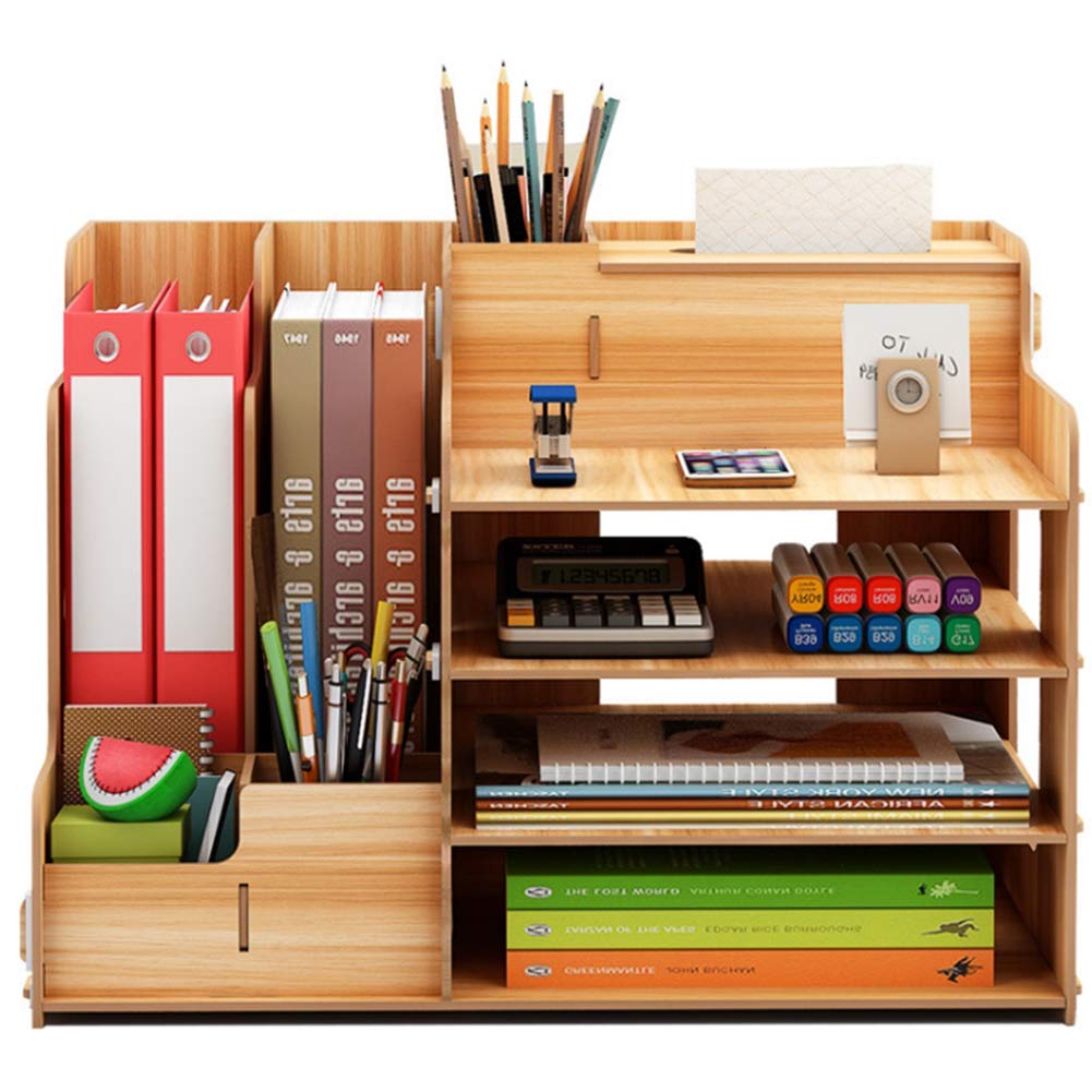 

MIWEIYA Desktop Storage Office Desk Organizer Book Small Item Desktop Desk Large Document Desk Brown Case, Storage, Box, Stand, Holder, Storage, коричневый