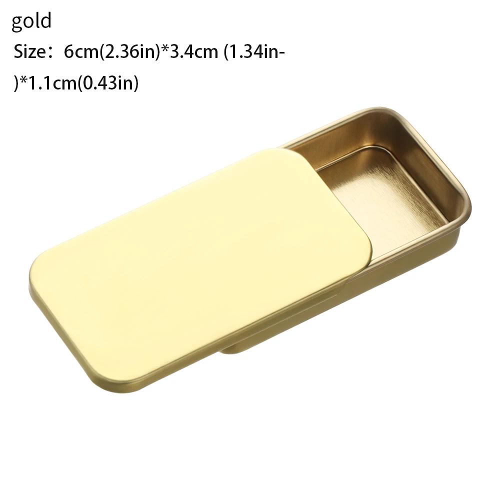 1 Stück Metall Rechteckig Leer Mini Blechdose Weißblech Schieben Süßigkeiten Pillendosen Behälter Glas mit Scharnier Kleine Organizer Aufbewahrungsbox