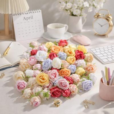 1pc Silk Artificial Flowers Table Wreath Realistic Rose Flower Head Diy Craft Soft Home Decoration Photography Props