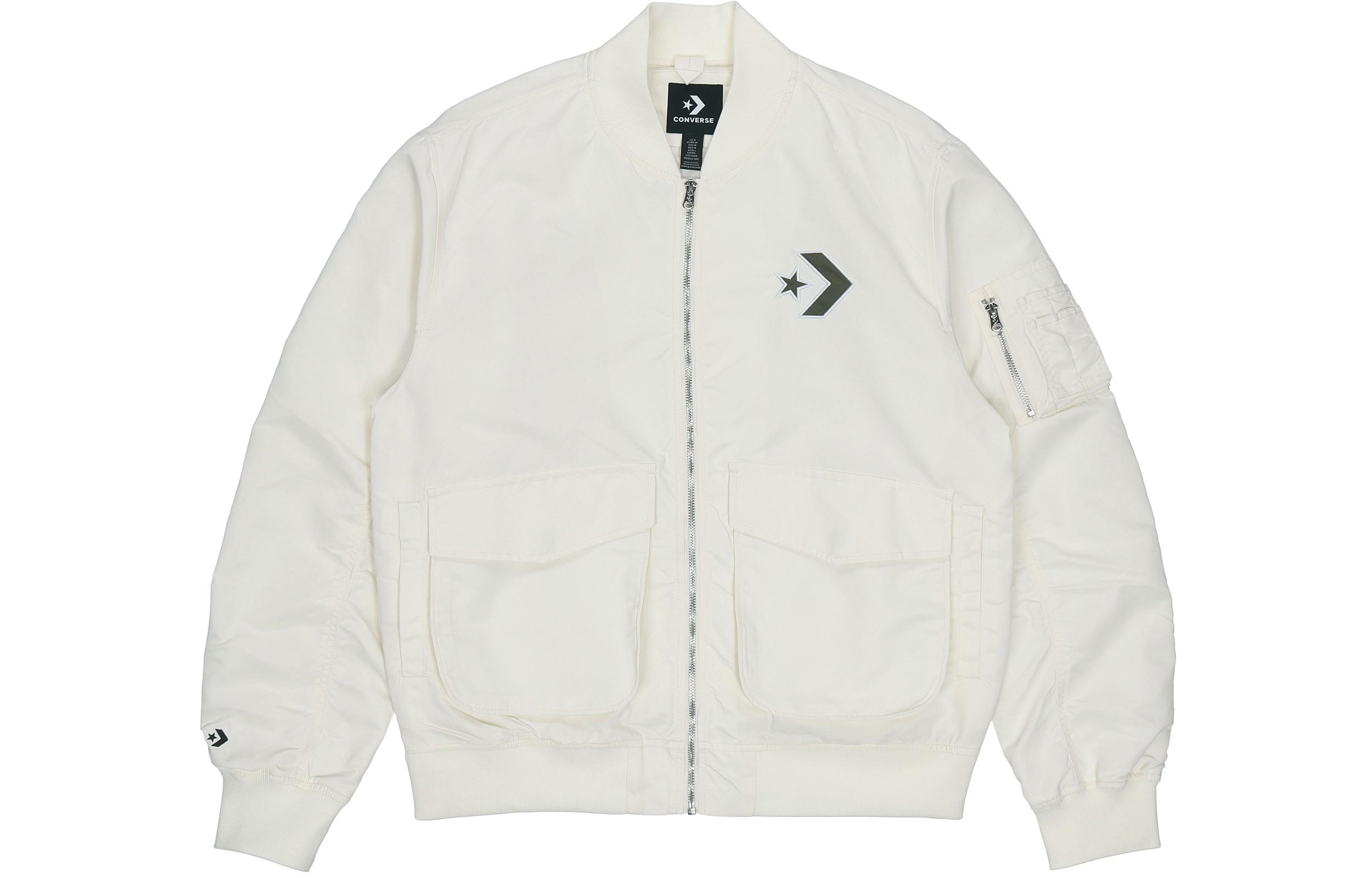 Converse Jackets Unisex White Baseball Collar Moderate 10024169-A01 L