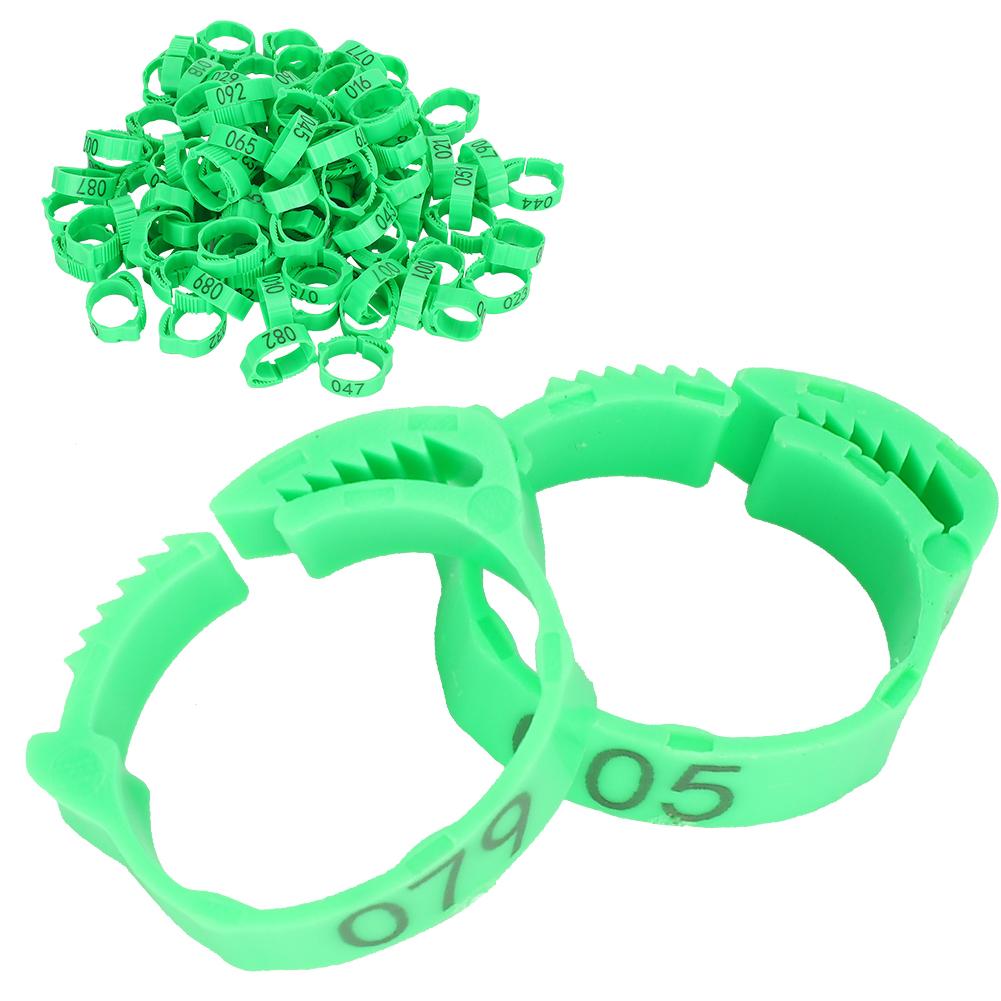 100pcs Poultry Foot Ring Chicken Duck Bird Buckle Type Clip Ring with Sign Feeding Supplies