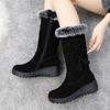 Autumn and Winter New Snow Boots Women's Warm Thickened Fleece Medium Tube Thick Bottom Fleece