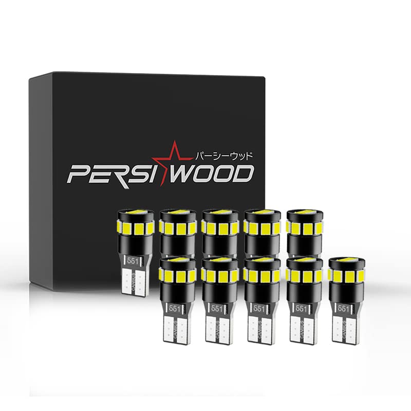 

Persi Wood T10 LED Position License Plate Interior Beautiful 12V Hybrid Vehicle CANBUS LED Bulb Light, Light, Light, White, 10-Pack, Only, Canceller, белый