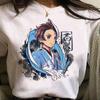 Kawaii Casual Anime Demon Slayer Kimetsu No Yaiba Graphics Female T-Shirt Summer Loose Blouse White Tees O-Neck Women Goth Tops