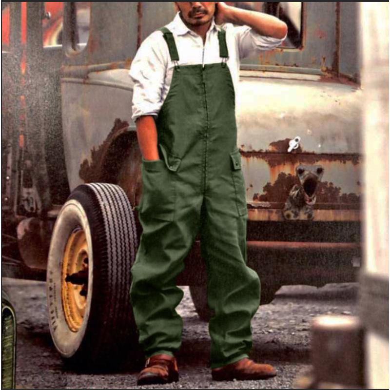 Men's Solid Color Loose Large Size Casual Suspender Cargo Pants Clothes Sale