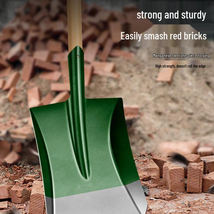 Manganese Steel Gardening Shovel - Heavy-Duty Iron Square/Pointed Head for Planting & Digging